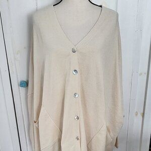 Barefoot Dreams CozyChic Lite Cream Button Front Cardigan 2X